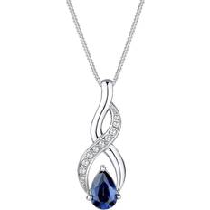 Safirer Halsband Elli damkedja med berlock Infinity oändlighet 925 silver syntetisk safirdroppslipning blå 0111912714-45 silver, colore: blå, cod. 0111912714_45