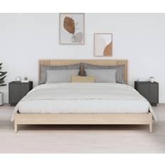 vidaXL 2 UDS Madera Maciza Pino Gris 40x34x45 cm Mesita de noche