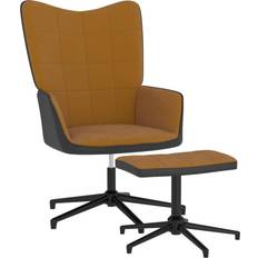 Marrón Sillones vidaXL Relaxsessel mit Hocker Braun Samt und PVC Sessel