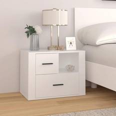 vidaXL Cabinet White Bedside Table