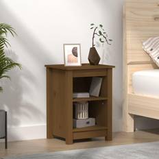 vidaXL 40x35x55 massivt fyrretræ gyldenbrun Sengebord