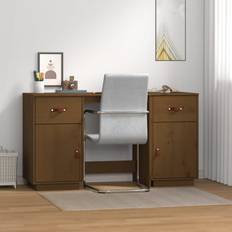 vidaXL with Cabinets Honey Writing Desk