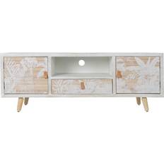 Bambou Bancs Dkd Home Decor Meubles De Télévision Blanc Bois Bambou 140 x 40 x 51 cm Meuble TV