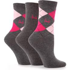 Pringle Louise Argyle Socks Women's 3-pack - Charcoal/Pinks