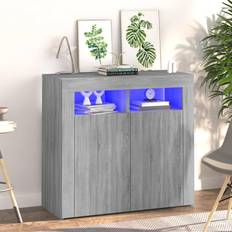 Gris Buffets vidaXL Avec Lumières LED Sonoma Gris 80x35x75 cm Buffet