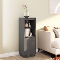 vidaXL Aparador Alto De Madera Maciza De Pino Gris 37x34x110 cm Armario