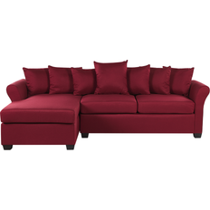 Red Sofas Beliani Vikna Dark Red Fabric Corner Sofa 3 Seater