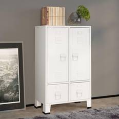 Meubles vidaXL Industrial Wardrobe White 26.4'x13.8'x42.1' Steel Armoire