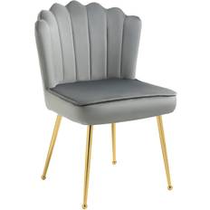 Homcom Feel Shell Luxe Accent Grey Kitchen Chair 88cm