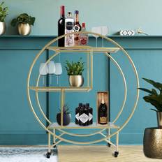 Gold Trolley Tables MonsterShop Gold Drinks Bar Cart Trolley Table