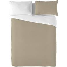 Natural Ropa de Cama Lisa Bicolor Reversible 144 Hilos Cama 90/105/135/150/180/200 Funda nórdica Natural, Beige, Blanco