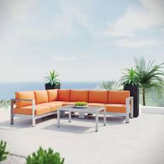 Silver Outdoor Lounge Sets modway Shore Collection EEI-2557-SLV-ORA Outdoor Lounge Set