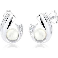 Elli Boucles d'oreilles '0309341713' - argent / transparent / blanc perle - One Size