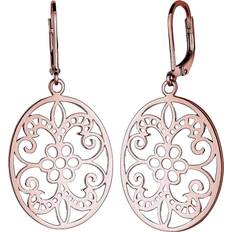 Elli Women Genuine Jewellery Earrings Dangle & Drop Ear Ornament - 925 Sterling Silver Gold Plated Rose