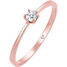 Elli DIAMORE dam äkta smycke ring solitär förlovningsring med diamant (0,10 ct. 750 roséguld silver, 52, colore: Rödguld, cod. 0612940617_52
