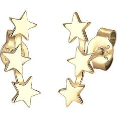 Elli Women's 925 Silver Gold Plated Xilion Cut Stud Earrings