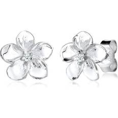 Elli Ohrringe Frangipani Blüte Diamant Blume 925 Silber DIAMONDS Weiß 1010911179