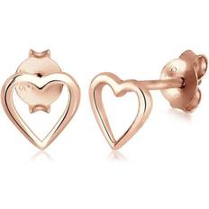 Elli Earrings Women Heart Motif Cut Out Filigree - 925 Sterling Silver