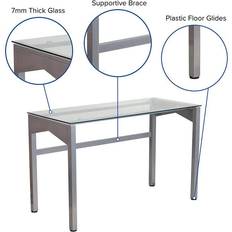 Glasses - Gray Writing Desks Flash Furniture Contemporary Clear Tempered Writing Desk