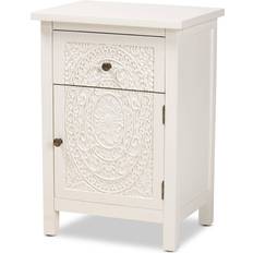 White Bedside Tables Baxton Studio Lambert Collection JY20B083-WHITE-NS Classic Bedside Table