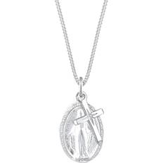 Multipendants Cross Image of Mary Women Silver Pendant Necklace - Silver