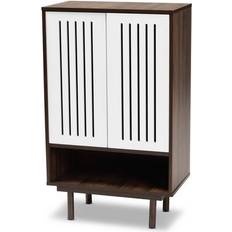 Brown Storage Cabinets Baxton Studio 2 Door Meike Two-Tone Storage Cabinet