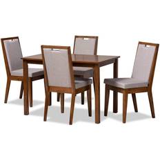 Gray Dining Sets Baxton Studio 5pc Gray/Walnut Dining Set