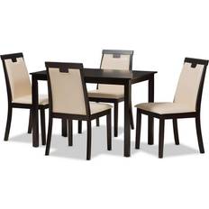 Multicolored Dining Sets Baxton Studio RH5998C-DARK BROWN/BEIGE Evelyn Dining Set