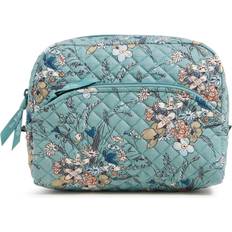 Vera Bradley Large Cosmetic Makeup Organizer Bag, Sunlit Garden Sage-Recycled Cotton