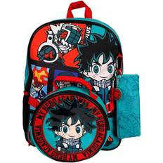 BioWorld My Hero Academia 5 Piece Backpack Set - Black/Green/Red