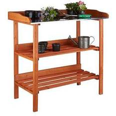 Plantebord Relaxdays Wooden Metal Table Top 87.5 x 91.8 x 41.5 cm Orange
