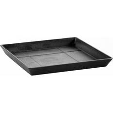 Ecopots Sottovaso Quadrato In Plastica Riciclata Con Piattino Grigio Scuro 40 cm