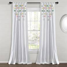 Lush Decor Boho Pom Pom Tassel Linen Window Curtain Panel 84 L x 52 W