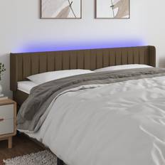 vidaXL LED-lys stof mørkebrun Sengegavl