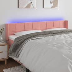 vidaXL med LED-lys 203 x 16 x 78/88 cm Fløjl Lyserød Sengegavl
