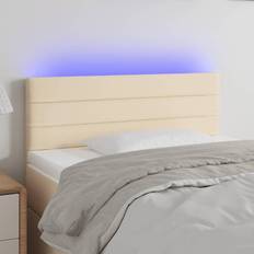 Senge & Madrasser vidaXL LED-lys stof cremefarvet Sengegavl