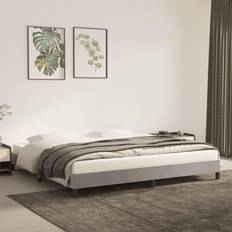 vidaXL Uden Madras Lysegrå 200x200 cm Fløjl Sengeramme