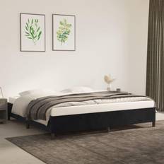 vidaXL Uden Madras Sort 200x200 cm Fløjl Sengeramme