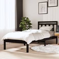 vidaXL Estructura De Cama Madera Maciza De Pino Negro 100x200 cm