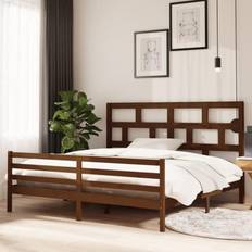 vidaXL 200x200 cm Massivt Fyrretræ Gyldenbrun Sengeramme