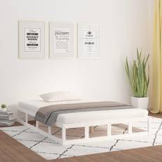 vidaXL Cadre de lit Blanc 120x190 cm Petit Double Bois Massif 820832