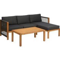 Lounge Sonnenliegen Acamp Loungegruppe Malaga Teak-Schwarz