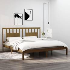 Beds & Mattresses vidaXL Solid Wood Pine Bed Frame 200x200 cm Honey Brown