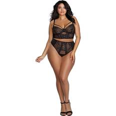 Dreamgirl Plus Size Lace Bra Set Black XL