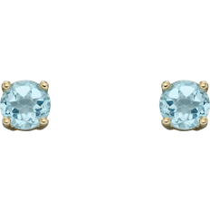 March Stud Earrings - Gold/Aquamarine