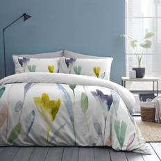 Style Pollensa Floral Watercolour Print Duvet Cover Multicolour, White