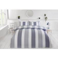 Rapport Super King Chambray Stripe Duvet Cover Blue, Grey