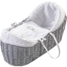 Grey Bassinetts Kinder Valley Sleepy Little Owl Grey Pod Moses Basket Fleece