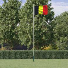 Mástiles de bandera vidaXL Mástil Y Bandera De Bélgica Aluminio 6.23 m