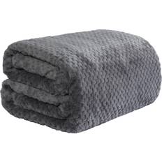 Dreamscene Luxury Large Waffle Honeycomb Mink Blankets Grey, Black